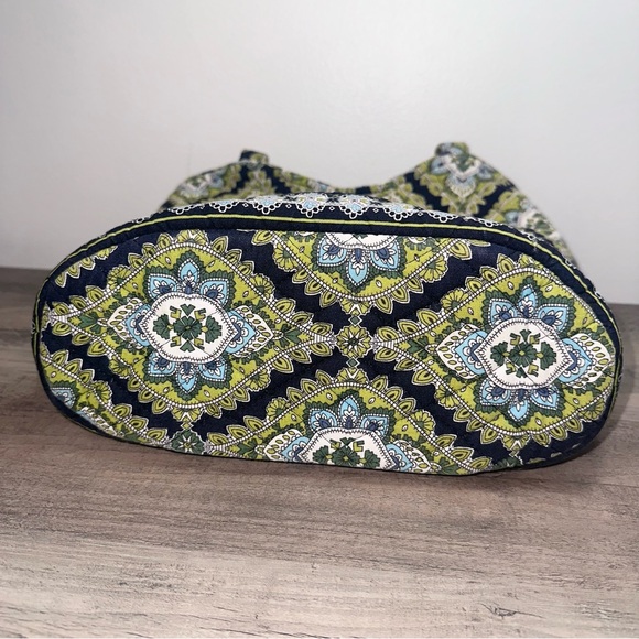 Vera Bradley Tote Bag Purse Retired Cambridge Pattern Green Blue Geometric - Picture 4 of 14